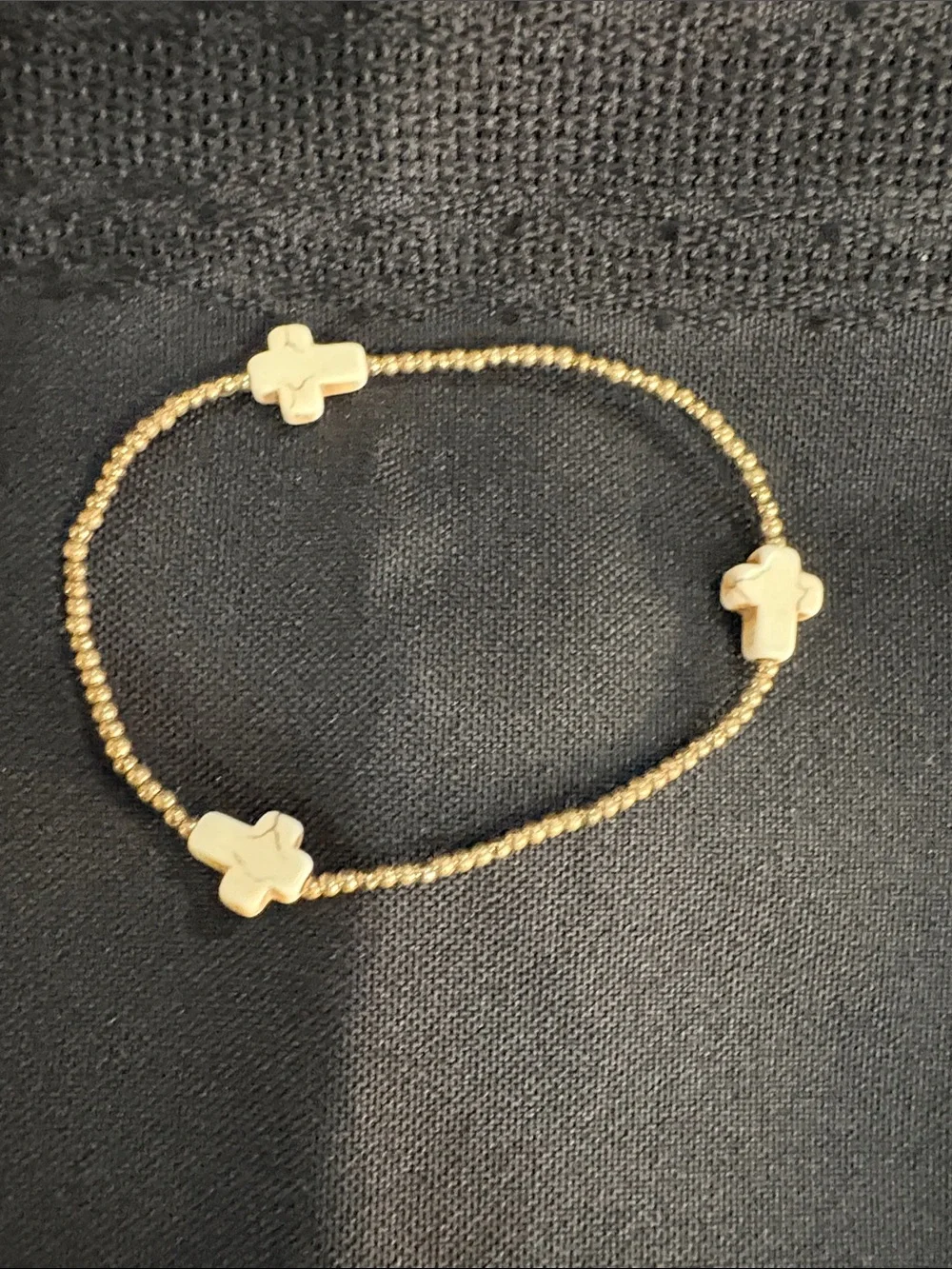 Gold Bead Bracelet with Cross Accents - Kids Jewelry